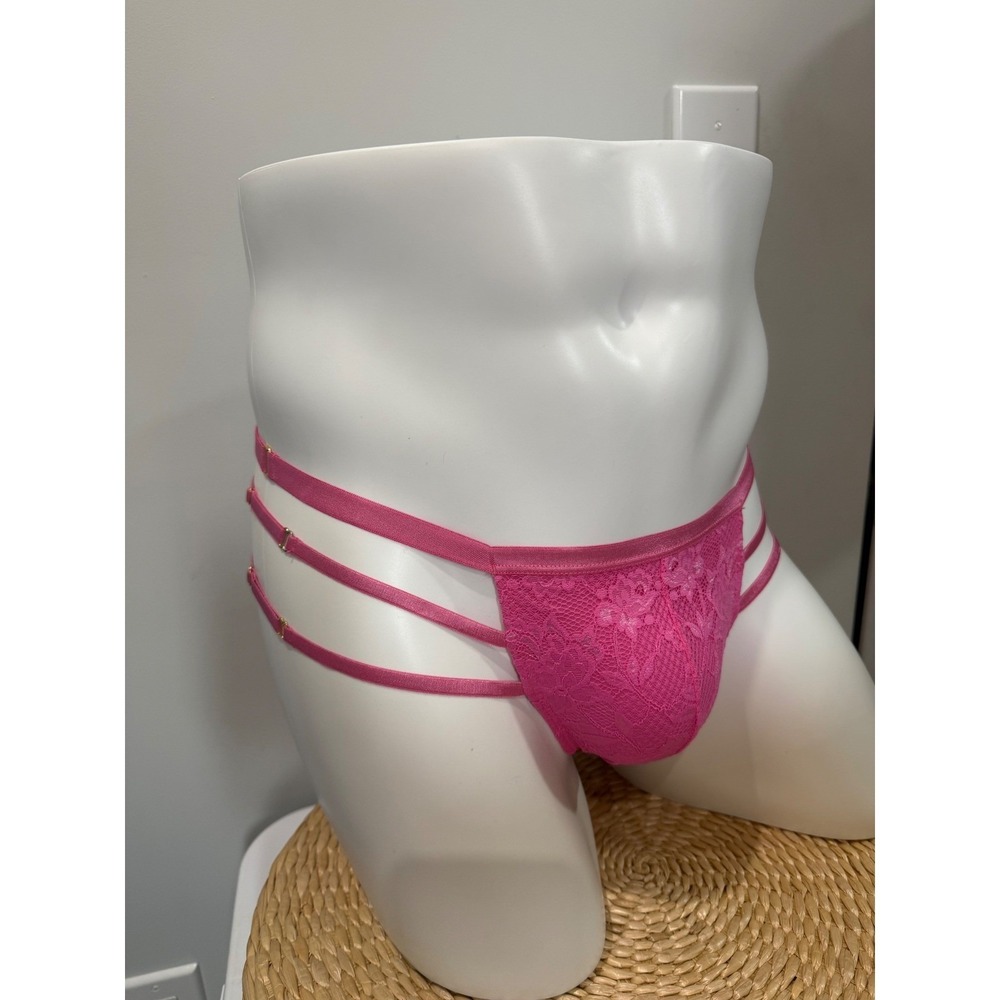 Cosabella Never Say Never Floral Lace Strappy Thong Pink Luxury Lingerie M - Picture 8 of 16